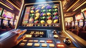 Mobile interface showing Gates of Olympus spin controls, bet slider, and balance display